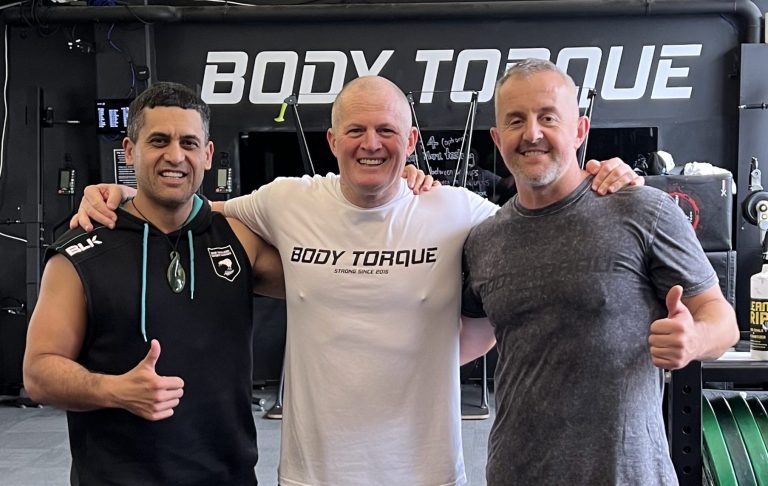 Brendan training at Body Torque Gym Newmarket with personal trainers Alex Flint and Phil Chapman - strength training for men over 40