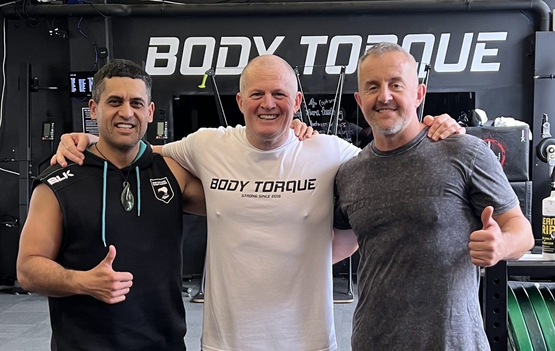 Brendan training at Body Torque Gym Newmarket with personal trainers Alex Flint and Phil Chapman - strength training for men over 40